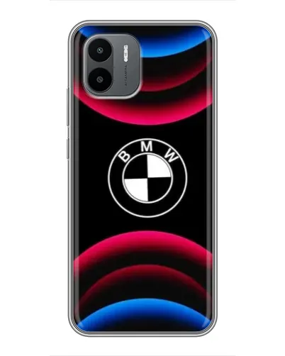 Чехол для Xiaomi Redmi A2 с картинкой «Логотип BMW и неоновые дуги»