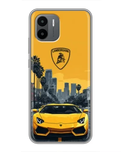 Чехол для Xiaomi Redmi A2 с картинкой «Желтый Lamborghini город»