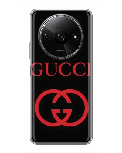 Чехол для Xiaomi Redmi A3 с картинкой «Gucci — красный логотип»
