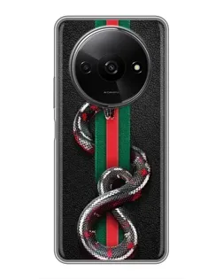 Чехол для Xiaomi Redmi A3 с картинкой «Gucci — змея на полосе» Чехол для Xiaomi Redmi A3 с картинкой «Gucci — змея на полосе»