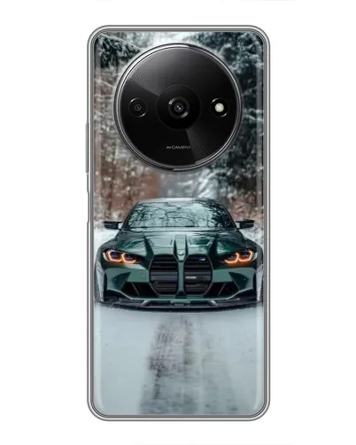 Чехол для Xiaomi Redmi A3 с картинкой «BMW в зимнем лесу»