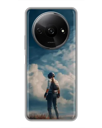 Чехол для Xiaomi Redmi A3 с картинкой «Герой PUBG на скале»