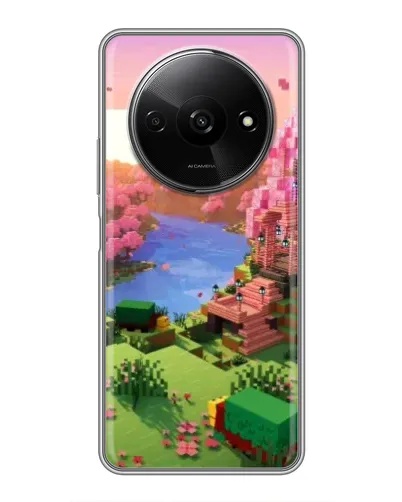 Чехол для Xiaomi Redmi A3 с картинкой «Розовое дерево Minecraft»