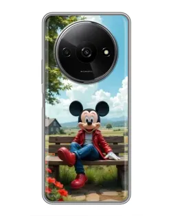Чехол для Xiaomi Redmi A3 с картинкой «Микки на скамейке»