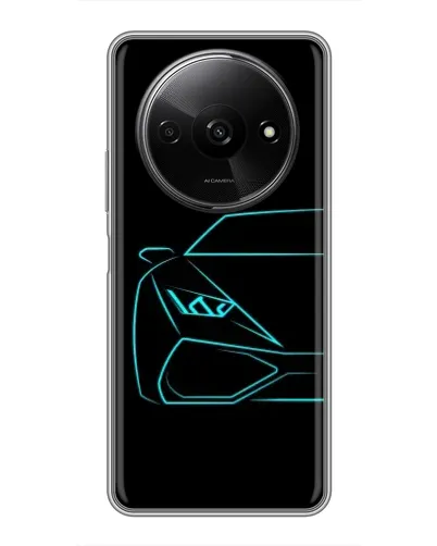Чехол для Xiaomi Redmi A3 с картинкой «Голубой силуэт Lamborghini»