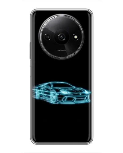 Чехол для Xiaomi Redmi A3 с картинкой «Неоновый контур Lamborghini»