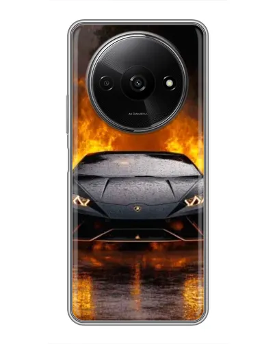 Чехол для Xiaomi Redmi A3 с картинкой «Lamborghini в огне»