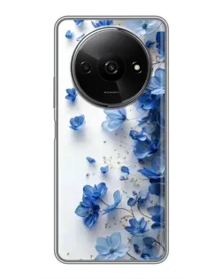 Чехол для Xiaomi Redmi A3 с картинкой «Голубой цветочный каскад»