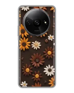 Чехол для Xiaomi Redmi A3 с картинкой «Узор из маленьких подсолнухов»