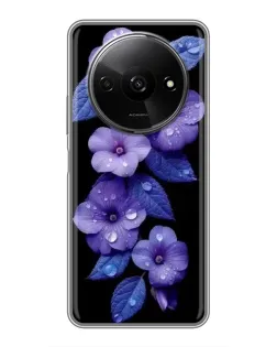 Чехол для Xiaomi Redmi A3 с картинкой «Фиолетовые цветы с росою»