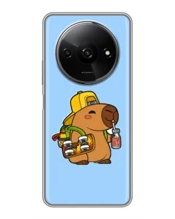 Чехол для Xiaomi Redmi A3 с картинкой «Капибара на скейте»
