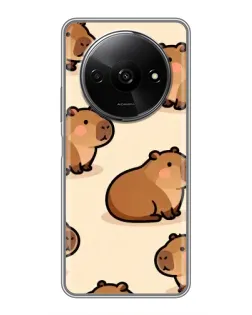 Чехол для Xiaomi Redmi A3 с картинкой «Паттерн милых капибар»