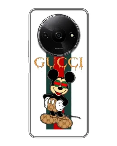 Чехол для Xiaomi Redmi A3x с картинкой «Микки Маус Gucci — полосы»