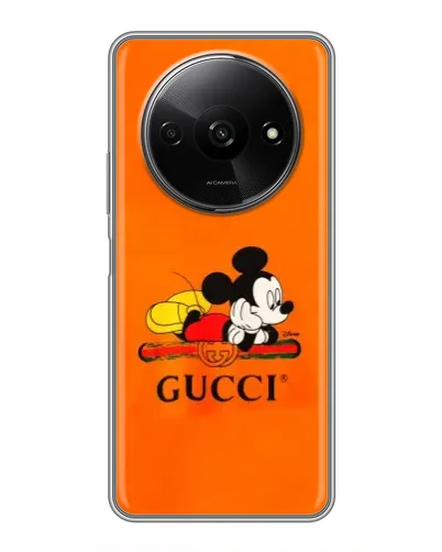 Чехол для Xiaomi Redmi A3x с картинкой «Микки Маус Gucci — оранж» Чехол для Xiaomi Redmi A3x с картинкой «Микки Маус Gucci — оранж»