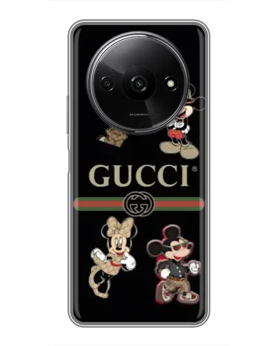 Чехол для Xiaomi Redmi A3x с картинкой «Gucci — герои Disney и монограмма» Чехол для Xiaomi Redmi A3x с картинкой «Gucci — герои Disney и монограмма»