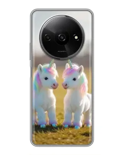 Чехол для Xiaomi Redmi A3x с картинкой «Пара единорогов»