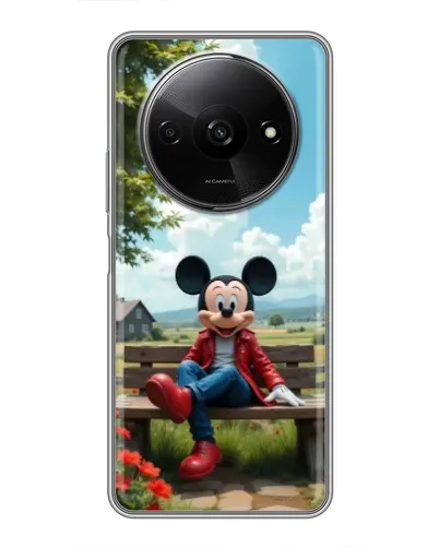 Чехол для Xiaomi Redmi A3x с картинкой «Микки на скамейке»