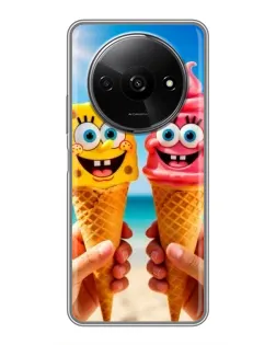 Чехол для Xiaomi Redmi A3x с картинкой «Спанч Боб мороженое»