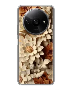Чехол для Xiaomi Redmi A3x с картинкой «Бежевый флористический декор» Чехол для Xiaomi Redmi A3x с картинкой «Бежевый флористический декор»