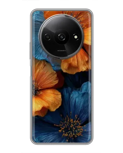 Чехол для Xiaomi Redmi A3x с картинкой «Яркая сине-оранжевая флора» Чехол для Xiaomi Redmi A3x с картинкой «Яркая сине-оранжевая флора»
