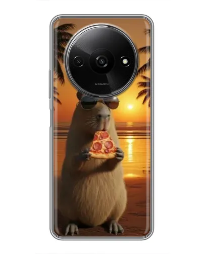 Чехол для Xiaomi Redmi A3x с картинкой «Капибара с пиццей»