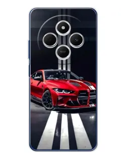Чехол для Xiaomi Redmi A4 5G с картинкой «Красная BMW на дороге»