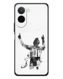 Чехол для Xiaomi Redmi A7 Pro с картинкой «Черно-белый силуэт Месси»