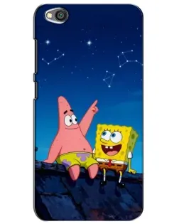 Чехол для Xiaomi Redmi Go с картинкой «Губка Боб и Патрик ночью»