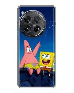Чехол для Xiaomi Redmi K80 Pro с картинкой «Губка Боб и Патрик ночью»