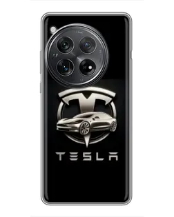 Чехол для Xiaomi Redmi K80 Pro с картинкой «Tesla — серебристое авто»