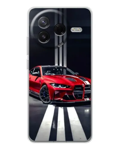 Чехол для Xiaomi Redmi K80 Ultra с картинкой «Красная BMW на дороге»