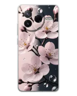 Чехол для Xiaomi Redmi K80 Ultra с картинкой «Нежная сакура и капли»
