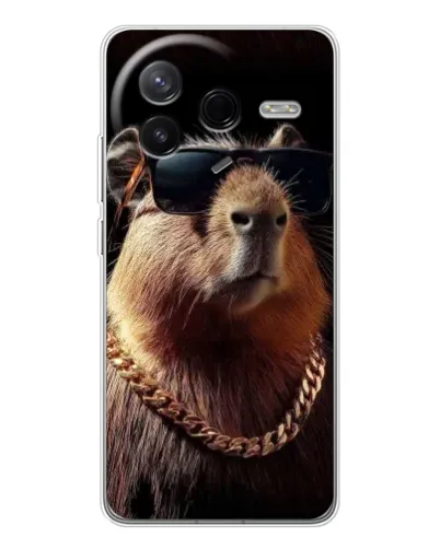 Чехол для Xiaomi Redmi K80 Ultra с картинкой «Капибара золотая цепь»