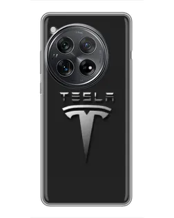 Чехол для Xiaomi Redmi K80 с картинкой «Стальной логотип Tesla»