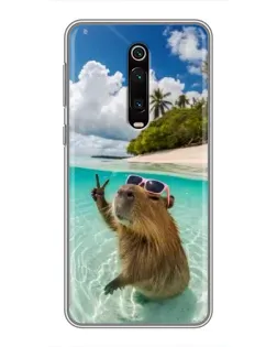 Чехол для Xiaomi Mi 9T Pro с картинкой «Капибара на море»