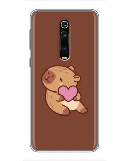 Чехол для Xiaomi Mi 9T Pro с картинкой «Капибара с сердцем»