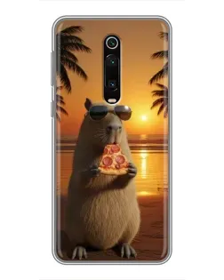 Чехол для Xiaomi Mi 9T Pro с картинкой «Капибара с пиццей»