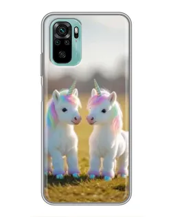 Чехол для Xiaomi Redmi Note 10 5G с картинкой «Пара единорогов»