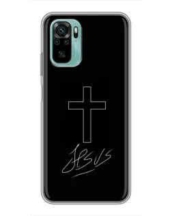 Чехол для Xiaomi Redmi Note 10 5G с картинкой «Графический крест Jesus»