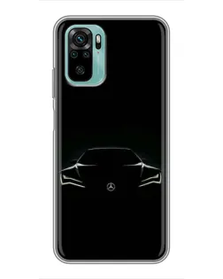 Чехол для Xiaomi Redmi Note 10 5G с картинкой «Mercedes — силуэт авто» Чехол для Xiaomi Redmi Note 10 5G с картинкой «Mercedes — силуэт авто»