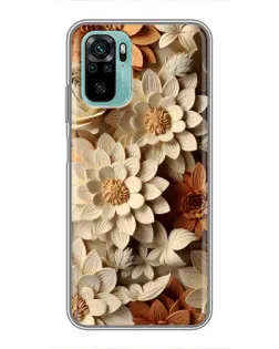 Чехол для Xiaomi Redmi Note 10 5G с картинкой «Бежевый флористический декор»