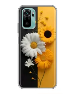 Чехол для Xiaomi Redmi Note 10 5G с картинкой «Подсолнух и ромашка»