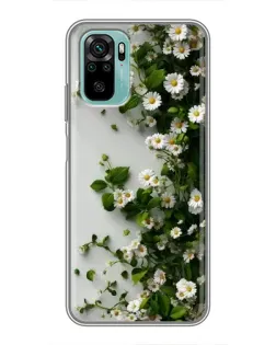 Чехол для Xiaomi Redmi Note 10 5G с картинкой «Ветка мелких белых цветов»