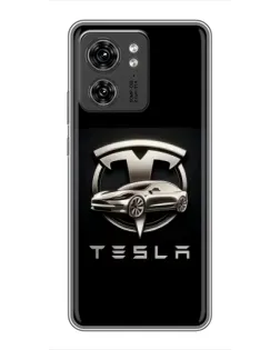 Чехол для Xiaomi Redmi Note 10 Pro 5g с картинкой «Tesla — серебристое авто»