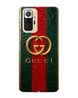 Чохол для Xiaomi Redmi Note 10 Pro з картинкою «Gucci — фірмова смуга та золото» Чохол для Xiaomi Redmi Note 10 Pro з картинкою «Gucci — фірмова смуга та золото»