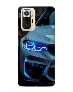 Чехол для Xiaomi Redmi Note 10 Pro с картинкой «Взгляд BMW с синими фарами»