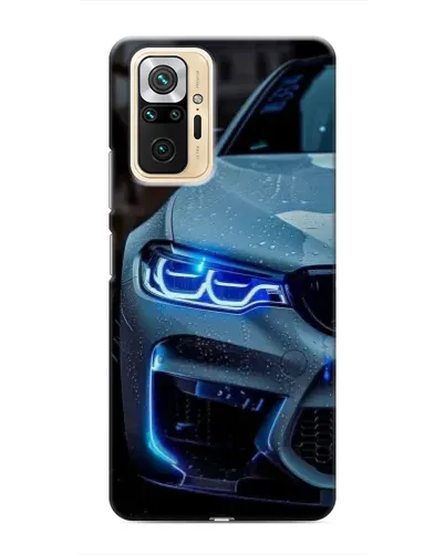 Чехол для Xiaomi Redmi Note 10 Pro с картинкой «Взгляд BMW с синими фарами»