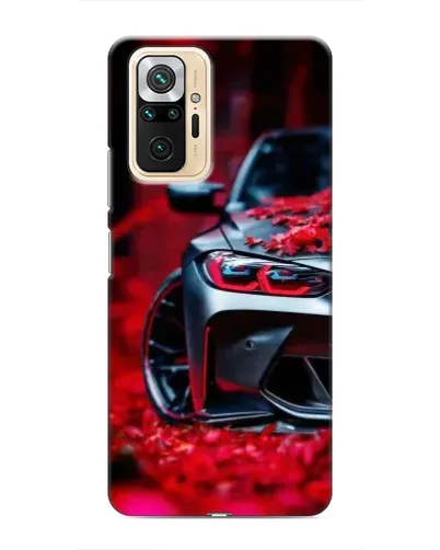 Чехол для Xiaomi Redmi Note 10 Pro с картинкой «Спортивная BMW и цветы»