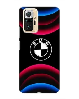 Чехол для Xiaomi Redmi Note 10 Pro с картинкой «Логотип BMW и неоновые дуги»