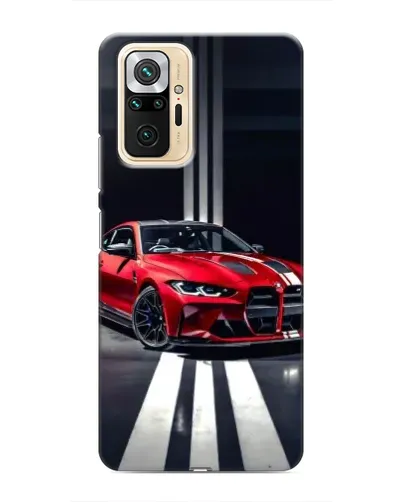 Чехол для Xiaomi Redmi Note 10 Pro с картинкой «Красная BMW на дороге»